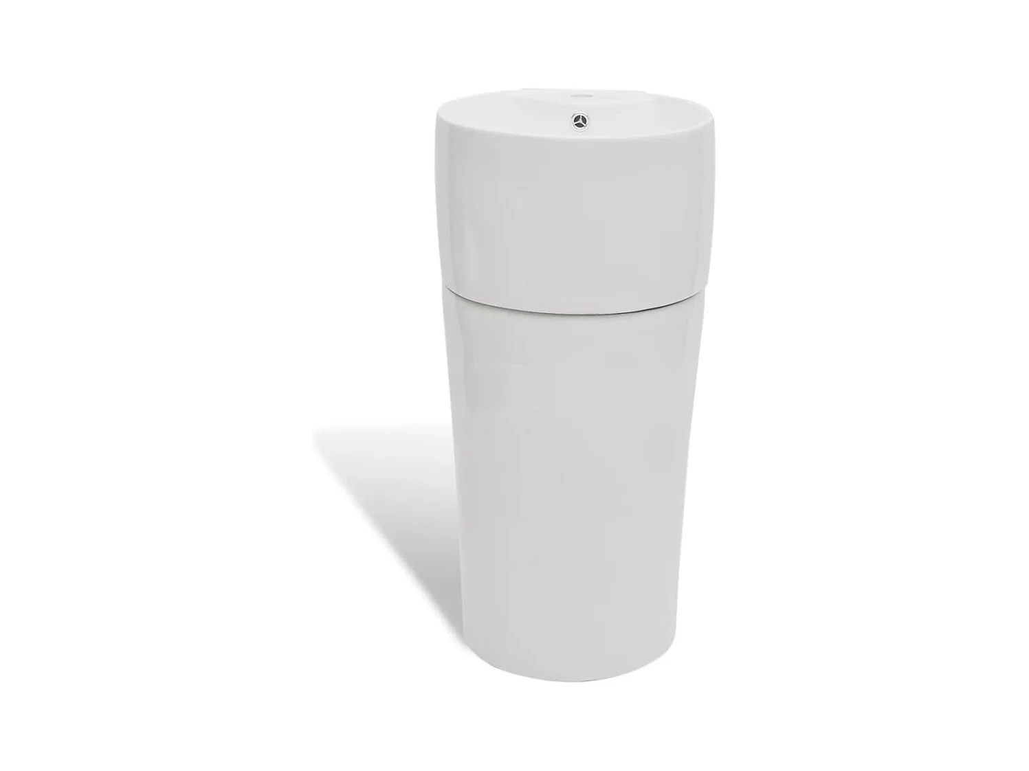 Lavabo salle de bain-Vasque à trou de trop-plein/robinet céramique Blanc pour salle de bain