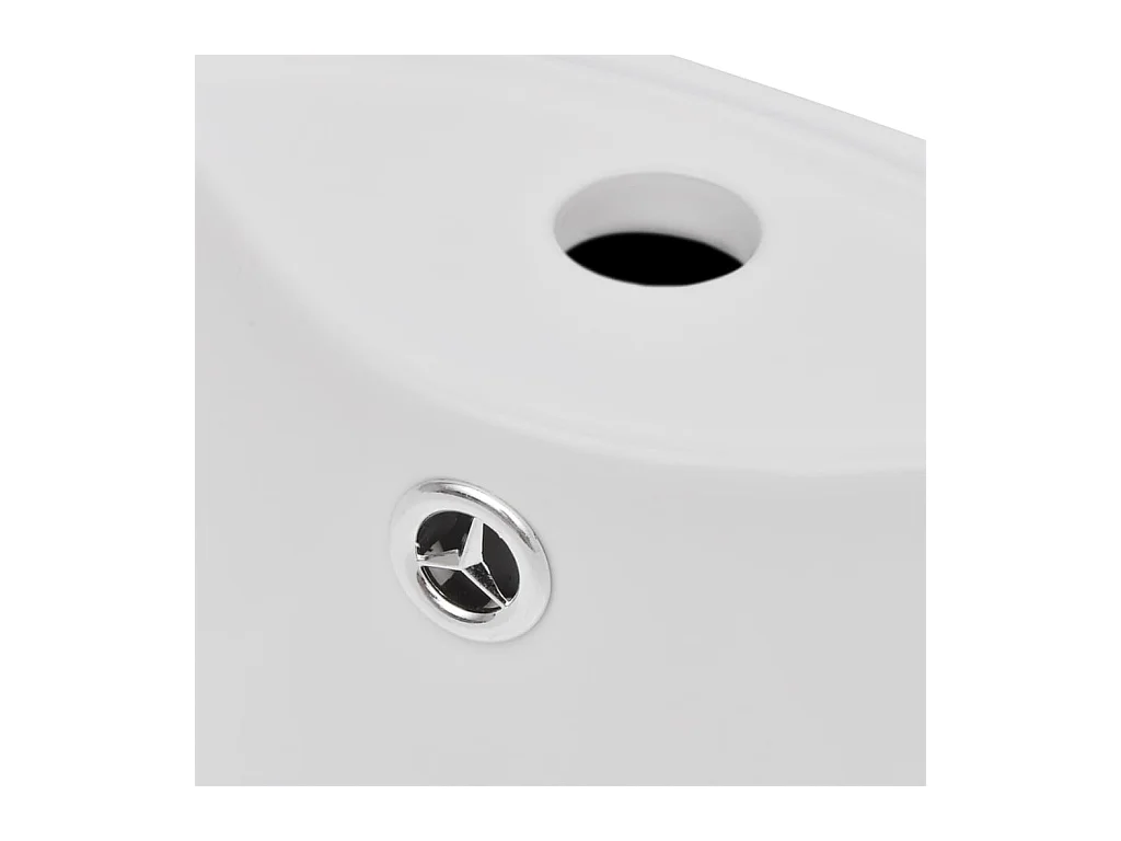 Lavabo salle de bain-Vasque à trou de trop-plein/robinet céramique Blanc pour salle de bain