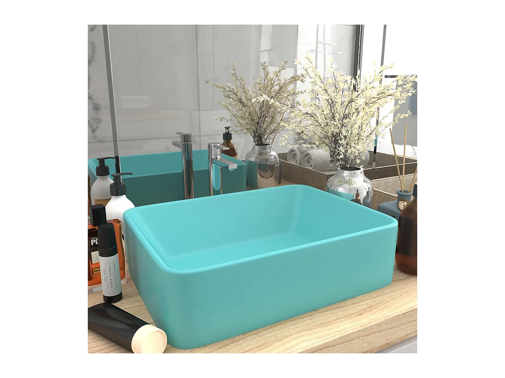 Lavabo salle de bain-Lavabo de luxe Vert clair mat 41x30x12 cm Céramique