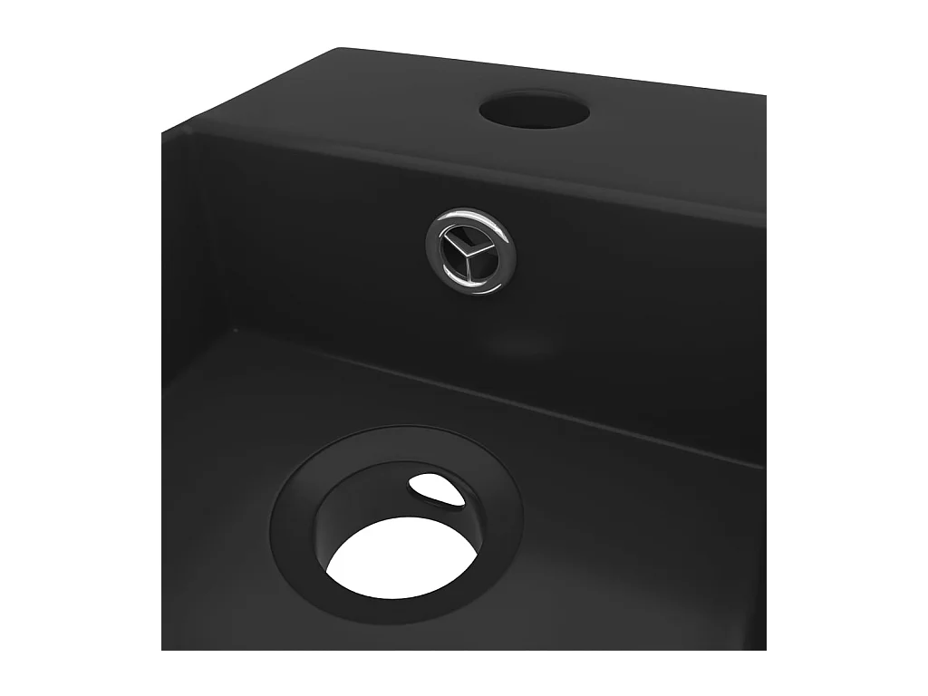 Lavabo salle de bain-Vasque à poser avec trop-plein Céramique Noir mat