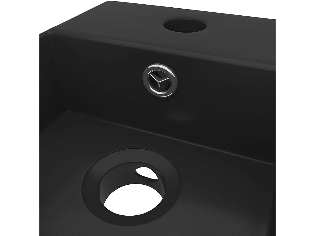 Lavabo salle de bain-Vasque à poser avec trop-plein Céramique Noir mat