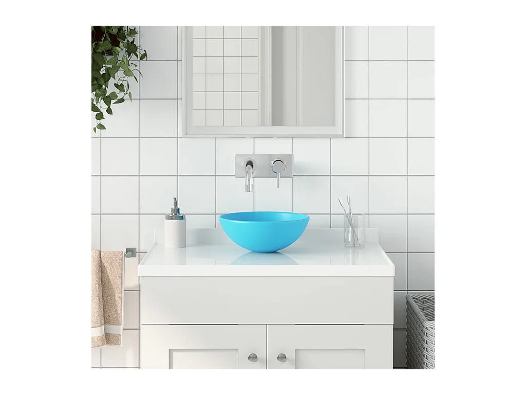 Lavabo salle de bain-Vasque à poser Céramique Vert Rond