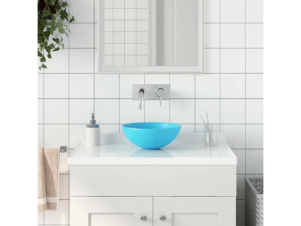 Lavabo salle de bain-Vasque à poser Céramique Vert Rond