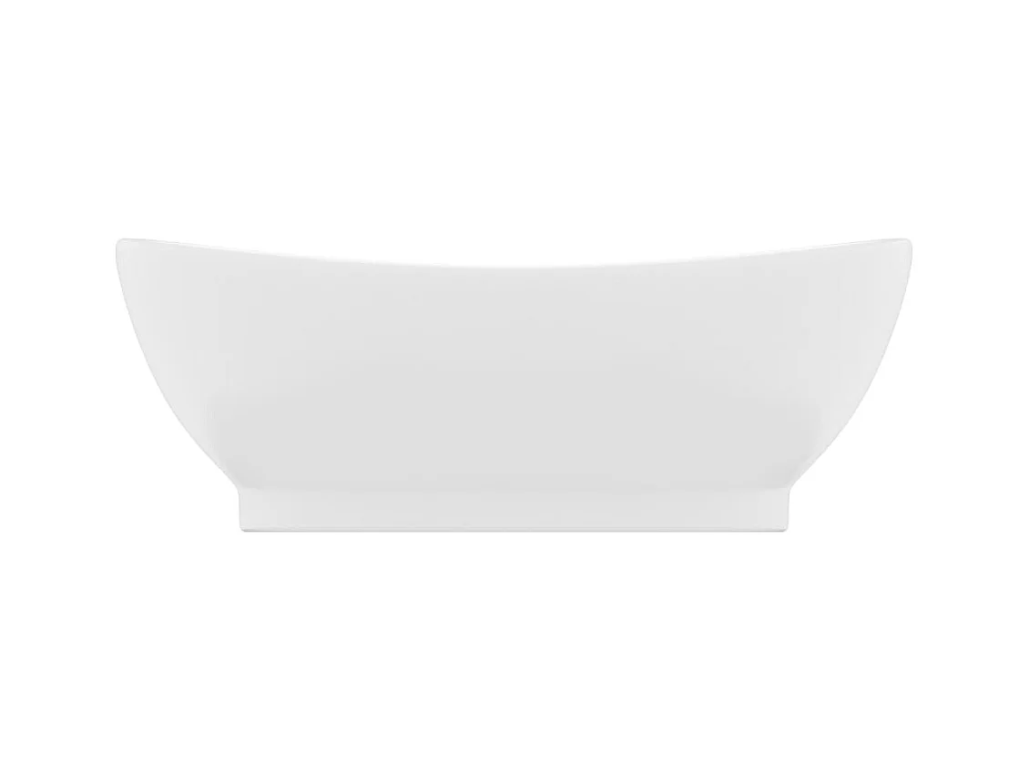 Lavabo | Vasque à poser | Bac à laver ovale de luxe à trop-plein Blanc mat 58,5x39cm Céramique