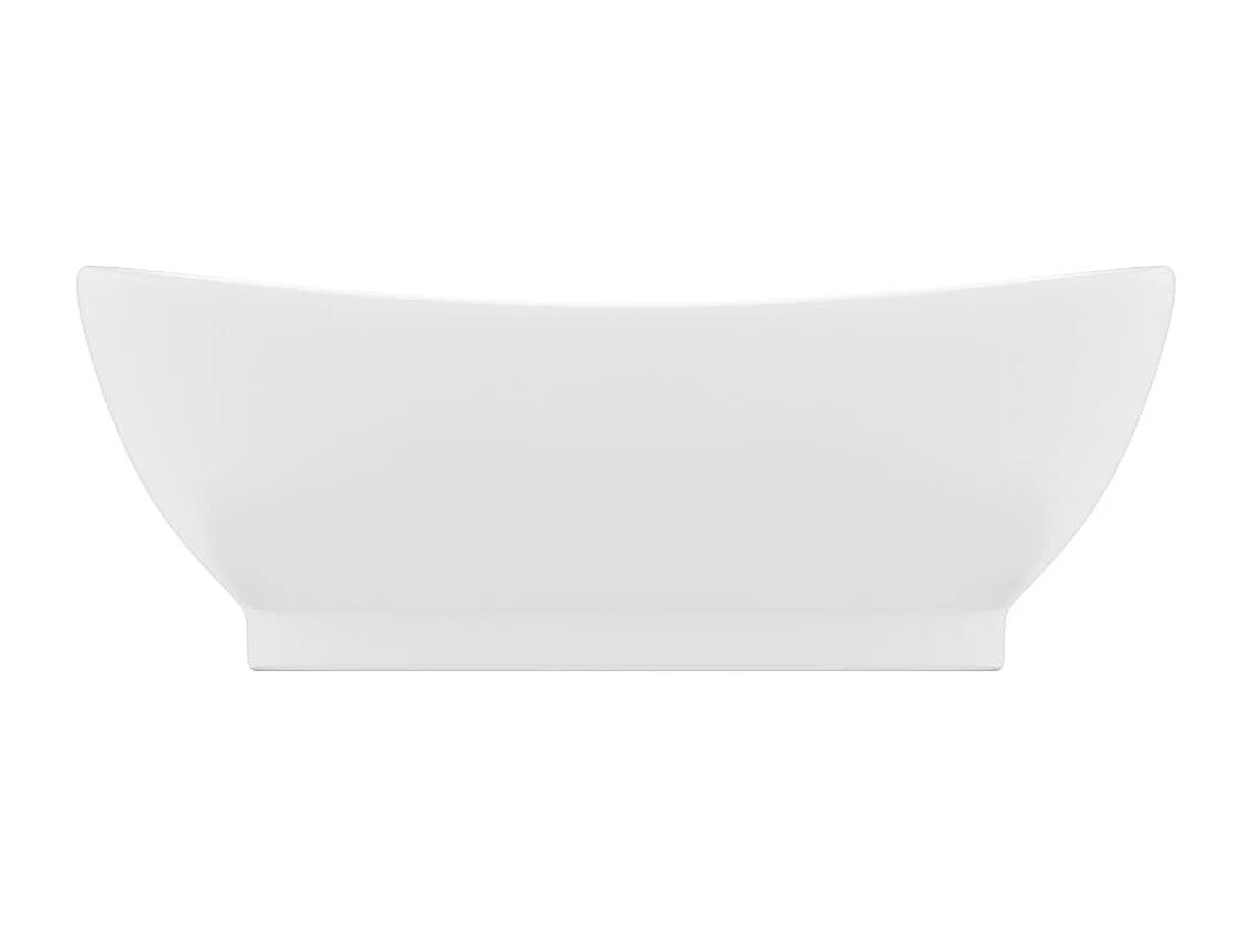 Lavabo | Vasque à poser | Bac à laver ovale de luxe à trop-plein Blanc mat 58,5x39cm Céramique