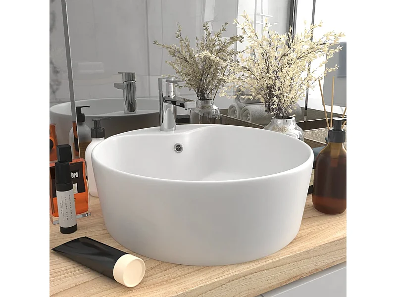 Lavabo salle de bain-Lavabo de luxe avec trop-plein Blanc mat 36x13 cm Céramique