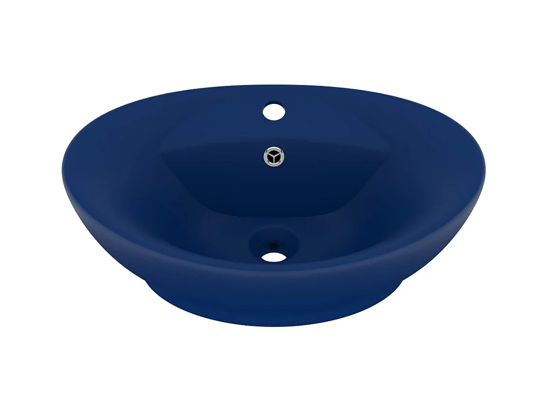 Lavabo | Vasque à poser | Bac à laver ovale à trop-plein Bleu foncé mat 58,5x39 cm Céramique