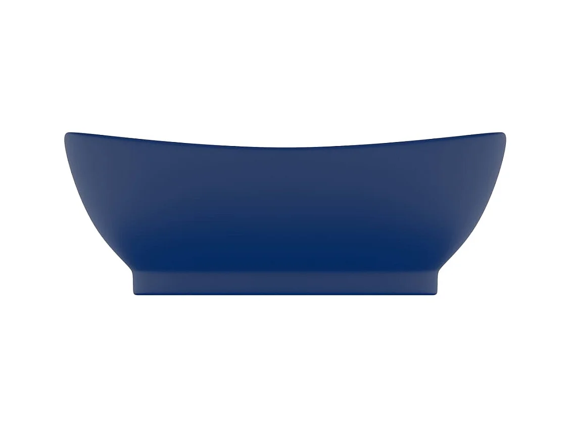 Lavabo | Vasque à poser | Bac à laver ovale à trop-plein Bleu foncé mat 58,5x39 cm Céramique