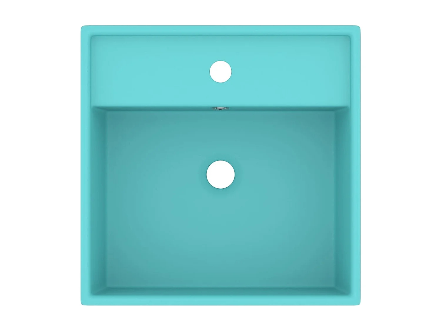 Vasque à poser-Lavabo carré à trop-plein Vert clair mat 41x41 cm Céramique