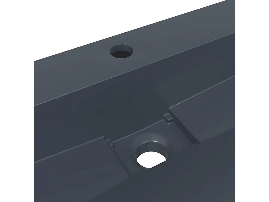 Vasque à poser Lavabo 60x38x11 cm fonte minérale/marbre anthracite