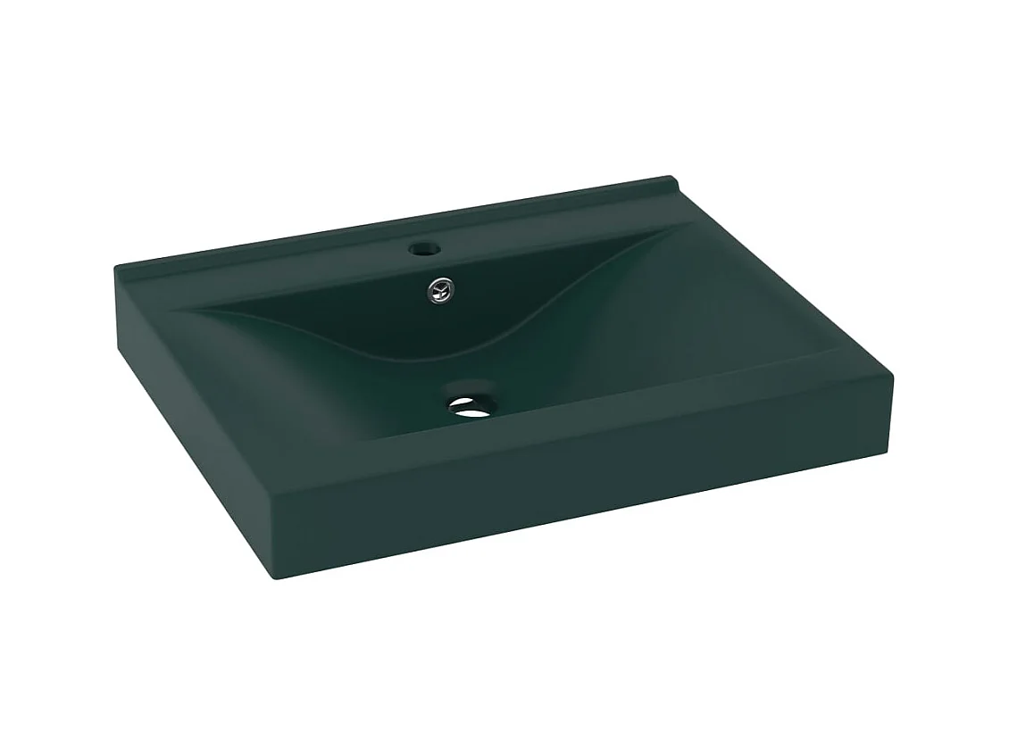 Vasque à poser-Lavabo avec trou de robinet Vert foncé mat 60x46 cm Céramique
