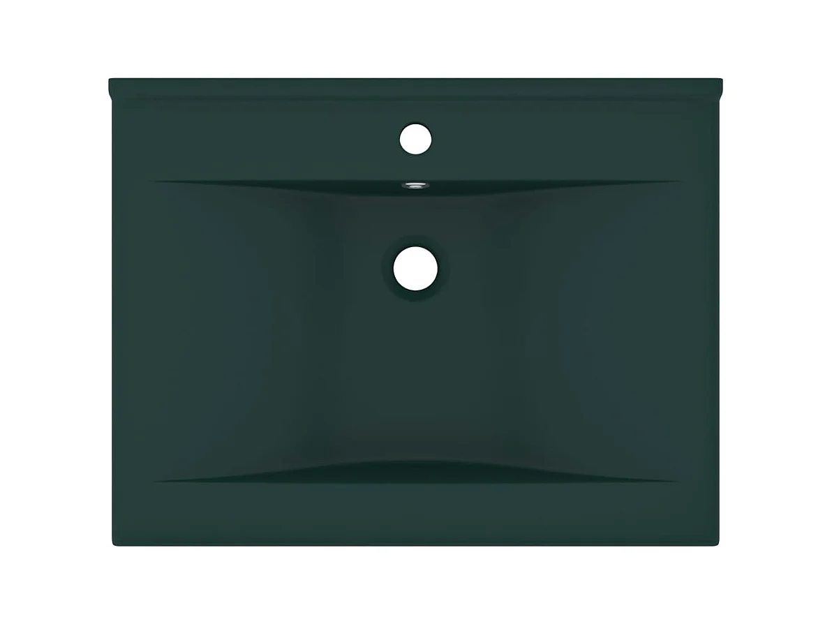 Vasque à poser-Lavabo avec trou de robinet Vert foncé mat 60x46 cm Céramique