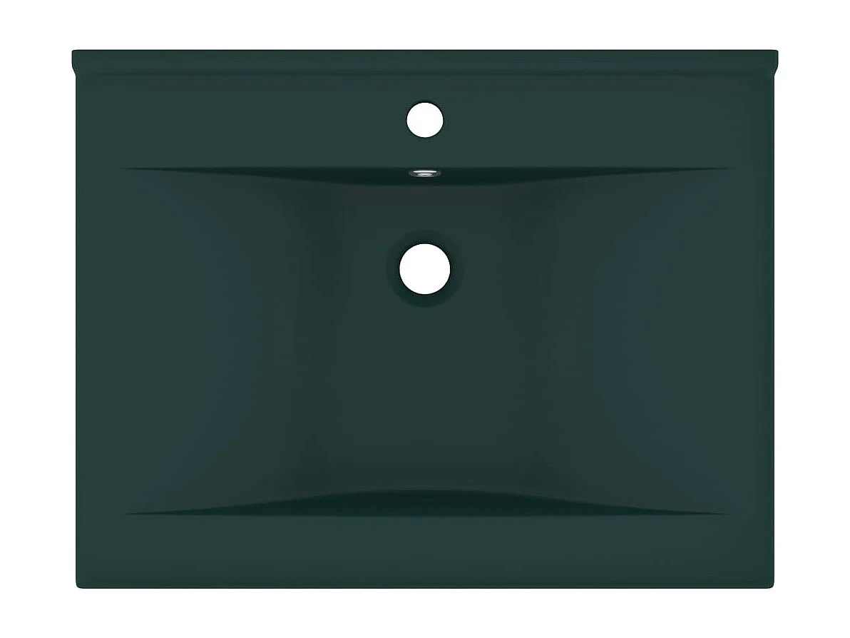 Vasque à poser-Lavabo avec trou de robinet Vert foncé mat 60x46 cm Céramique