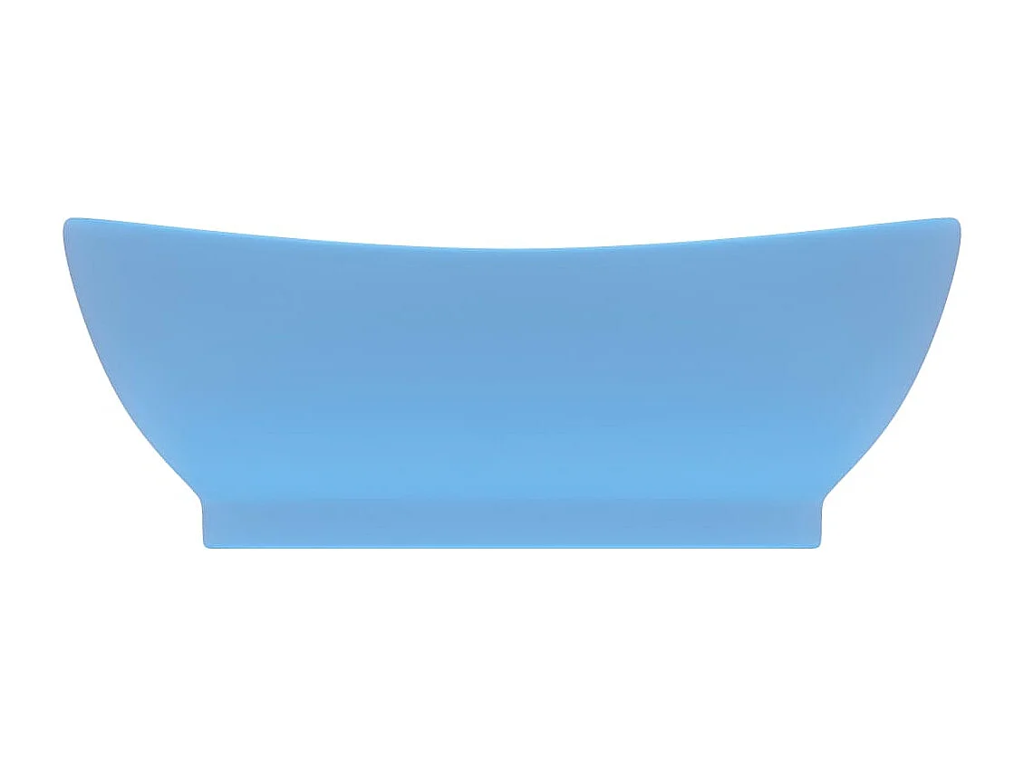 Lavabo | Vasque à poser | Bac à laver ovale à trop-plein Bleu clair mat 58,5x39 cm Céramique