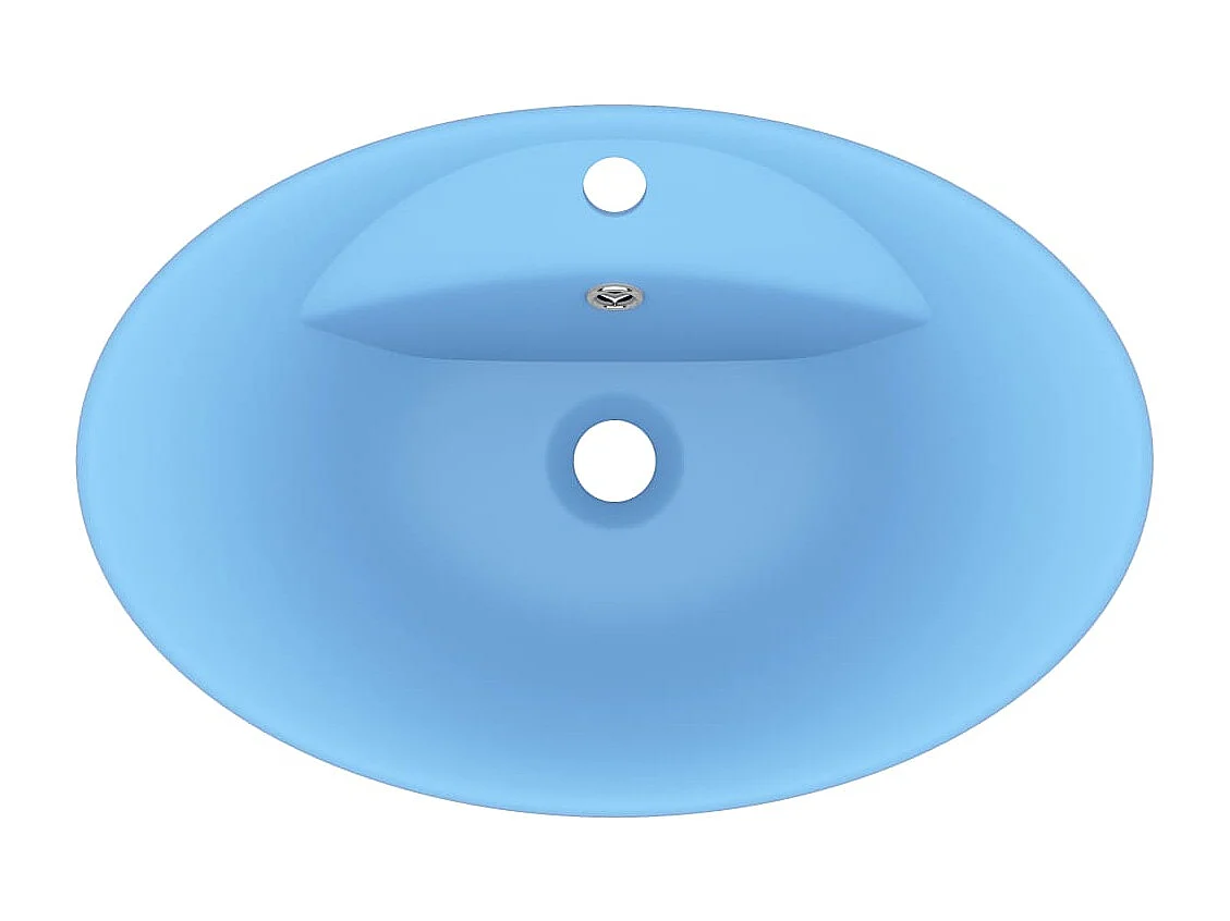 Lavabo | Vasque à poser | Bac à laver ovale à trop-plein Bleu clair mat 58,5x39 cm Céramique