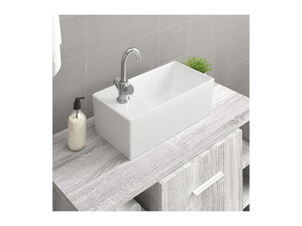 Vasque à poser-Lavabo blanc 48x25x15 cm céramique