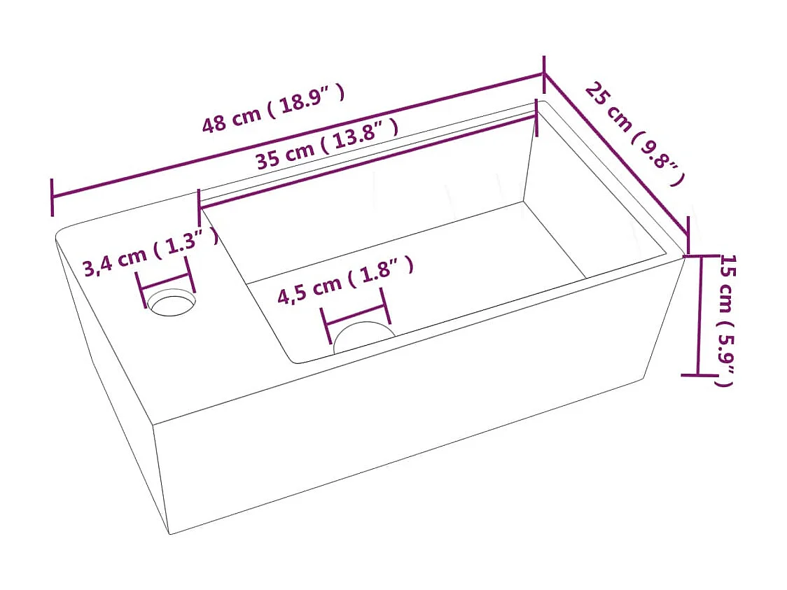 Vasque à poser-Lavabo blanc 48x25x15 cm céramique