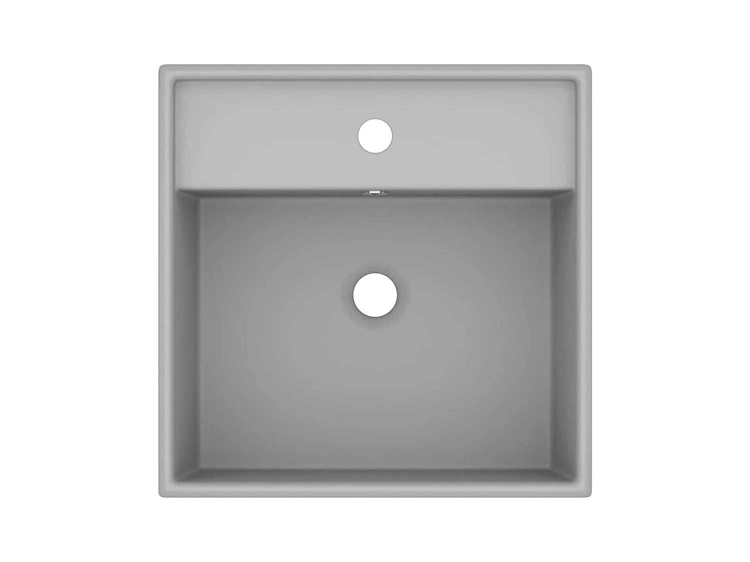 Vasque à poser-Lavabo carré à trop-plein Gris clair mat 41x41 cm Céramique