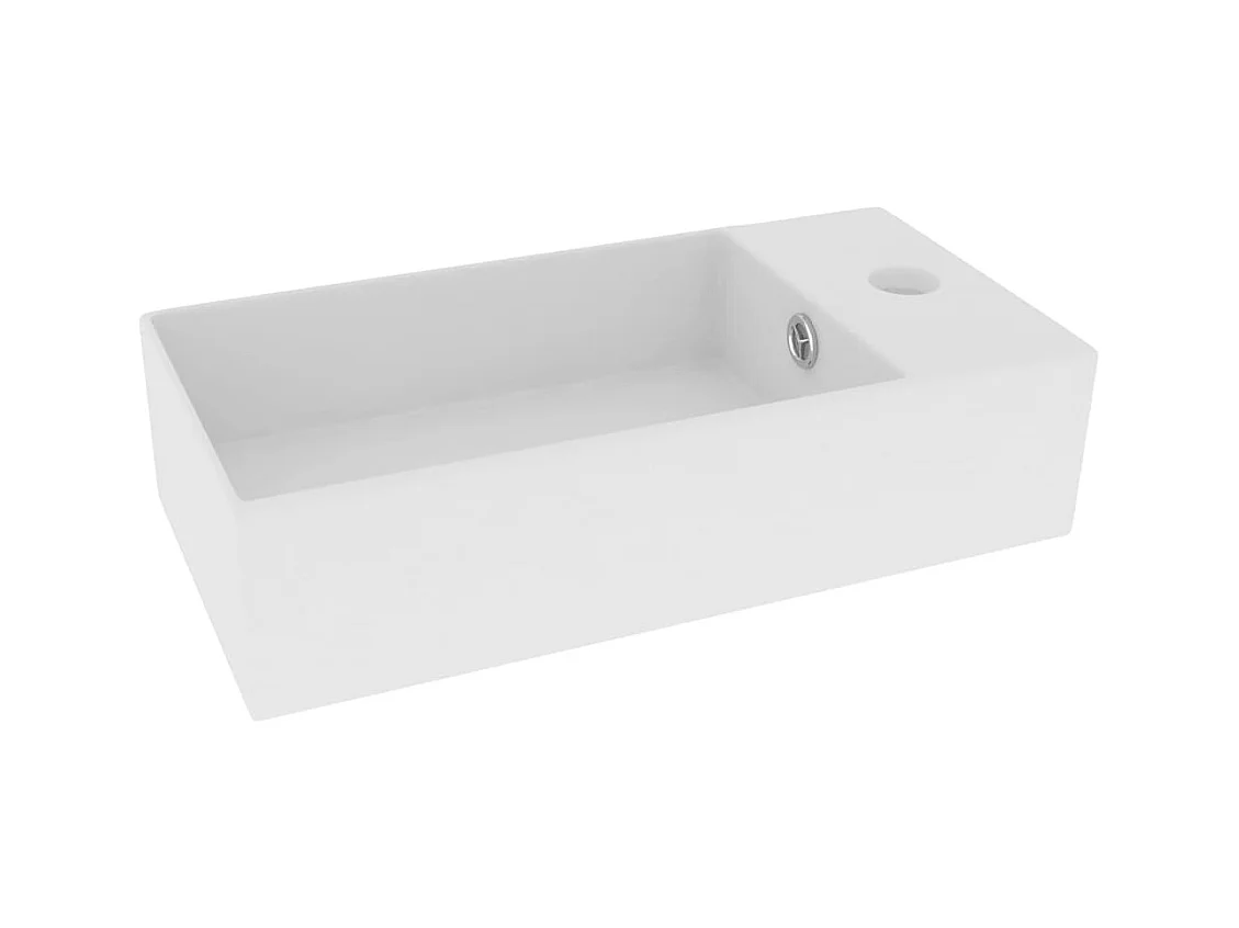Lavabo salle de bain-Vasque à poser avec trop-plein Céramique Blanc mat
