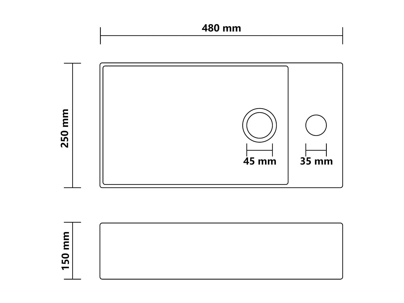 Lavabo salle de bain-Vasque à poser avec trop-plein Céramique Blanc mat