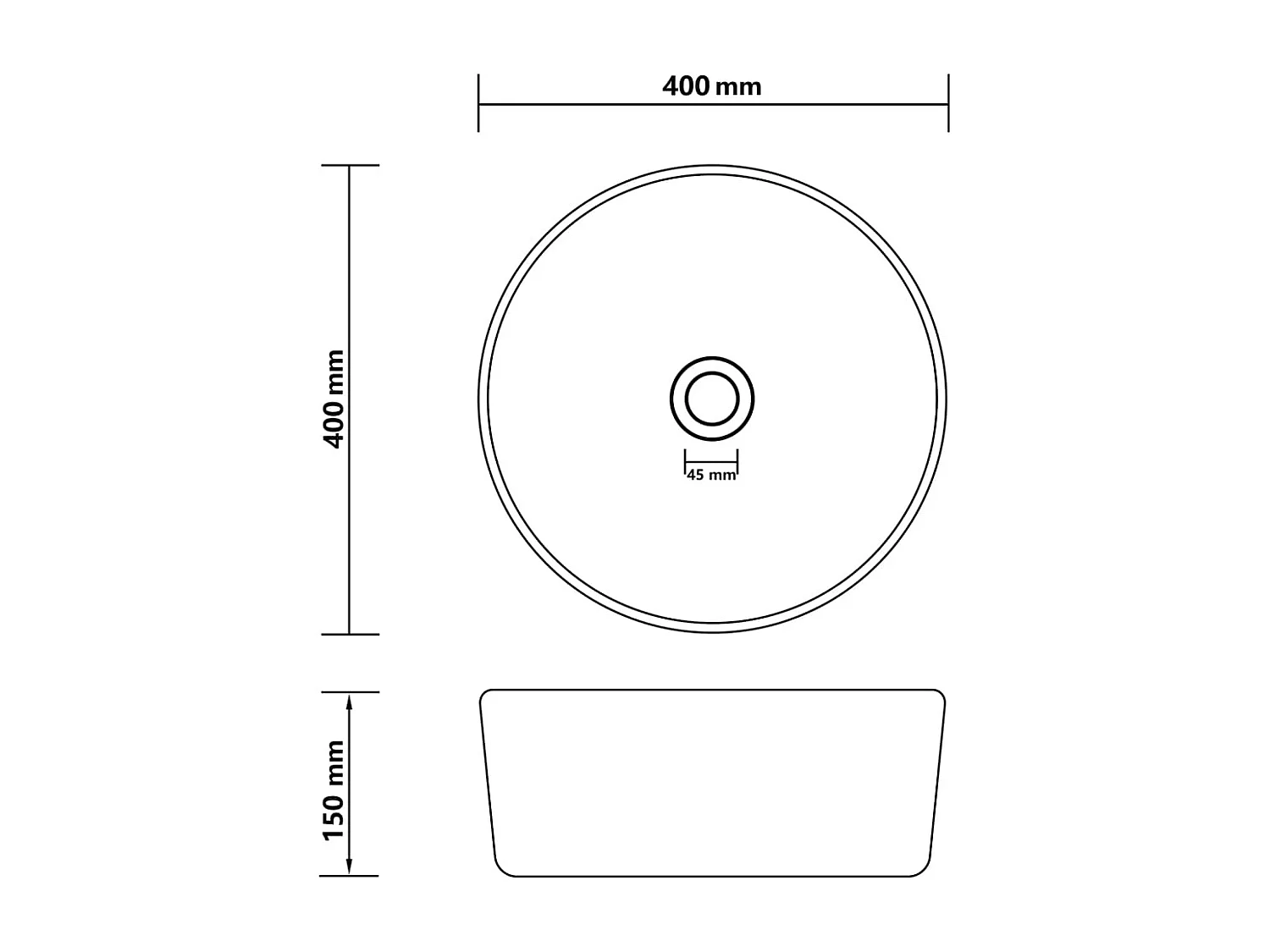 Lavabo rond-Vasque à poser-Bac à laver de luxe Blanc mat 40x15 cm Céramique