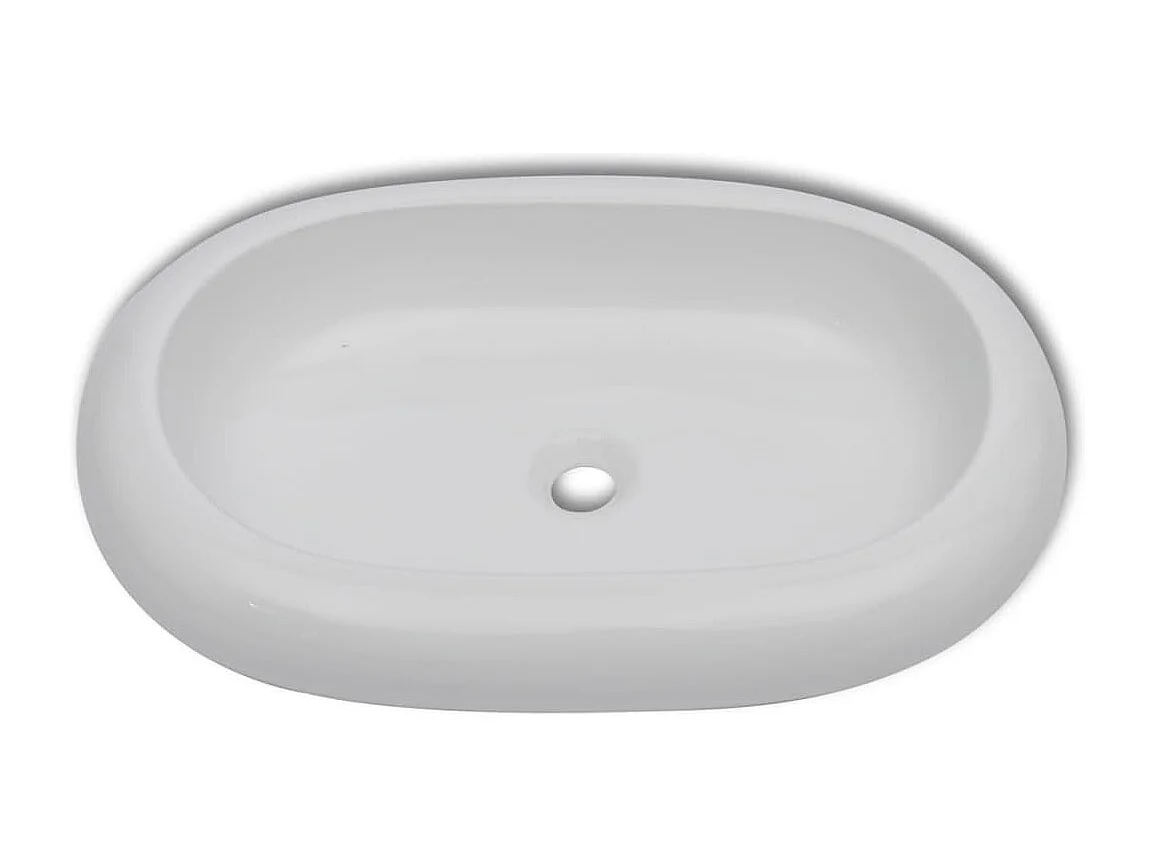 Lavabo salle de bain-Vasque à poser en forme ovale Céramique 63 x 42 cm Blanc