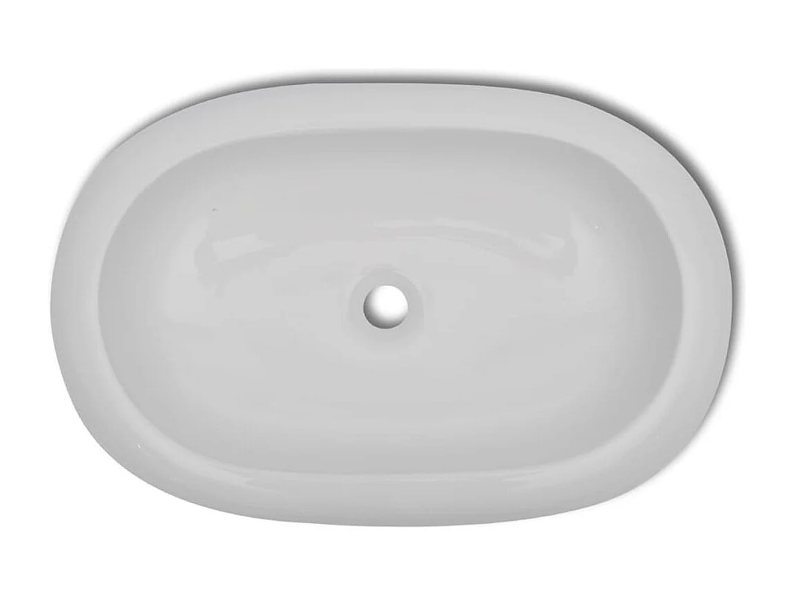 Lavabo salle de bain-Vasque à poser en forme ovale Céramique 63 x 42 cm Blanc