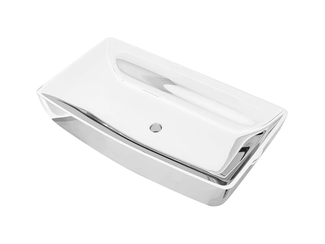 Lavabo salle de bain-Vasque à poser 71 x 38 x 13,5 cm Céramique Argenté
