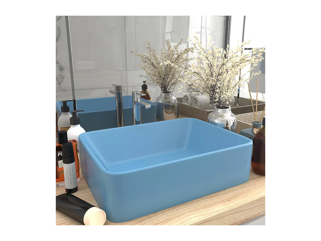 Lavabo salle de bain-Lavabo de luxe Bleu clair mat 41x30x12 cm Céramique