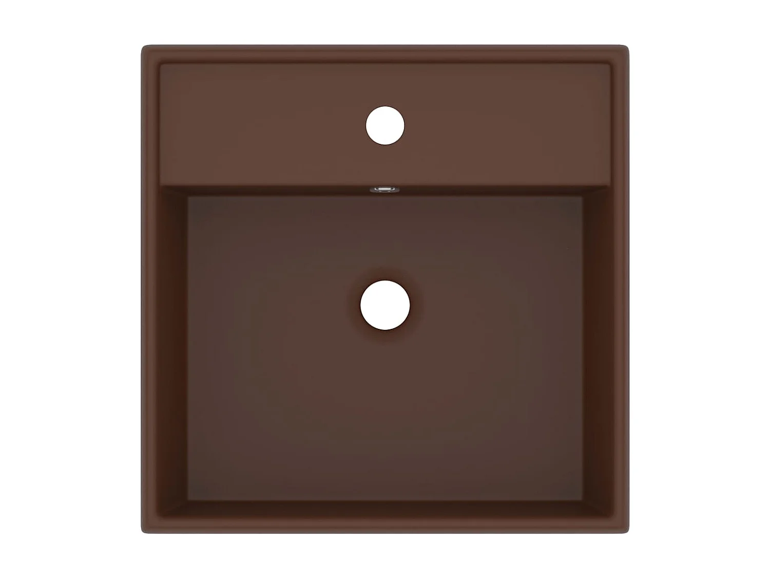 Vasque à poser-Lavabo carré à trop-plein Marron foncé mat 41x41 cm Céramique