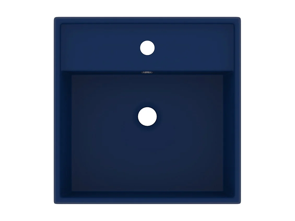 Vasque à poser-Lavabo carré à trop-plein Bleu foncé mat 41x41 cm Céramique