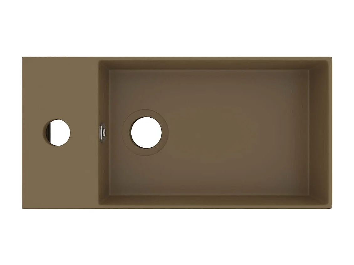 Lavabo salle de bain-Vasque à poser avec trop-plein Céramique Crème mat