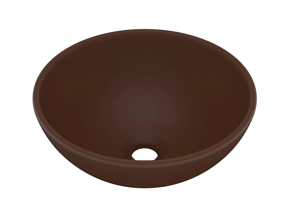 Lavabo rond-Vasque à poser-Lavabo salle de bain Marron foncé mat 32,5x14 cm Céramique