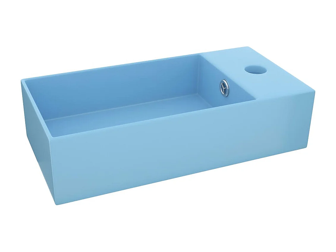 Lavabo salle de bain-Vasque à poser avec trop-plein Céramique Bleu clair