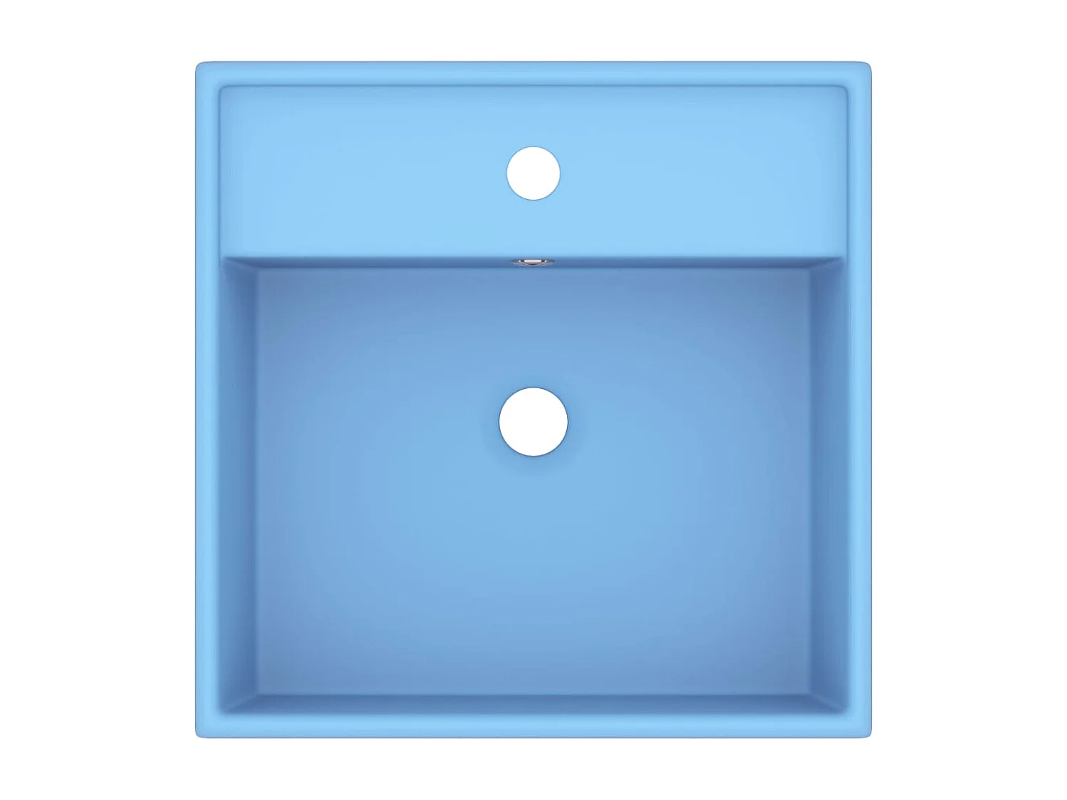 Vasque à poser-Lavabo carré à trop-plein Bleu clair mat 41x41 cm Céramique