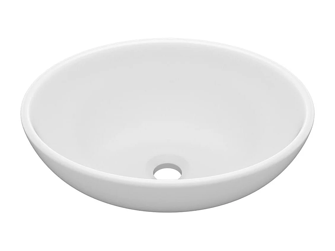 Lavabo-Vasque à poser-Bac à laver ovale de luxe Blanc mat 40x33 cm Céramique