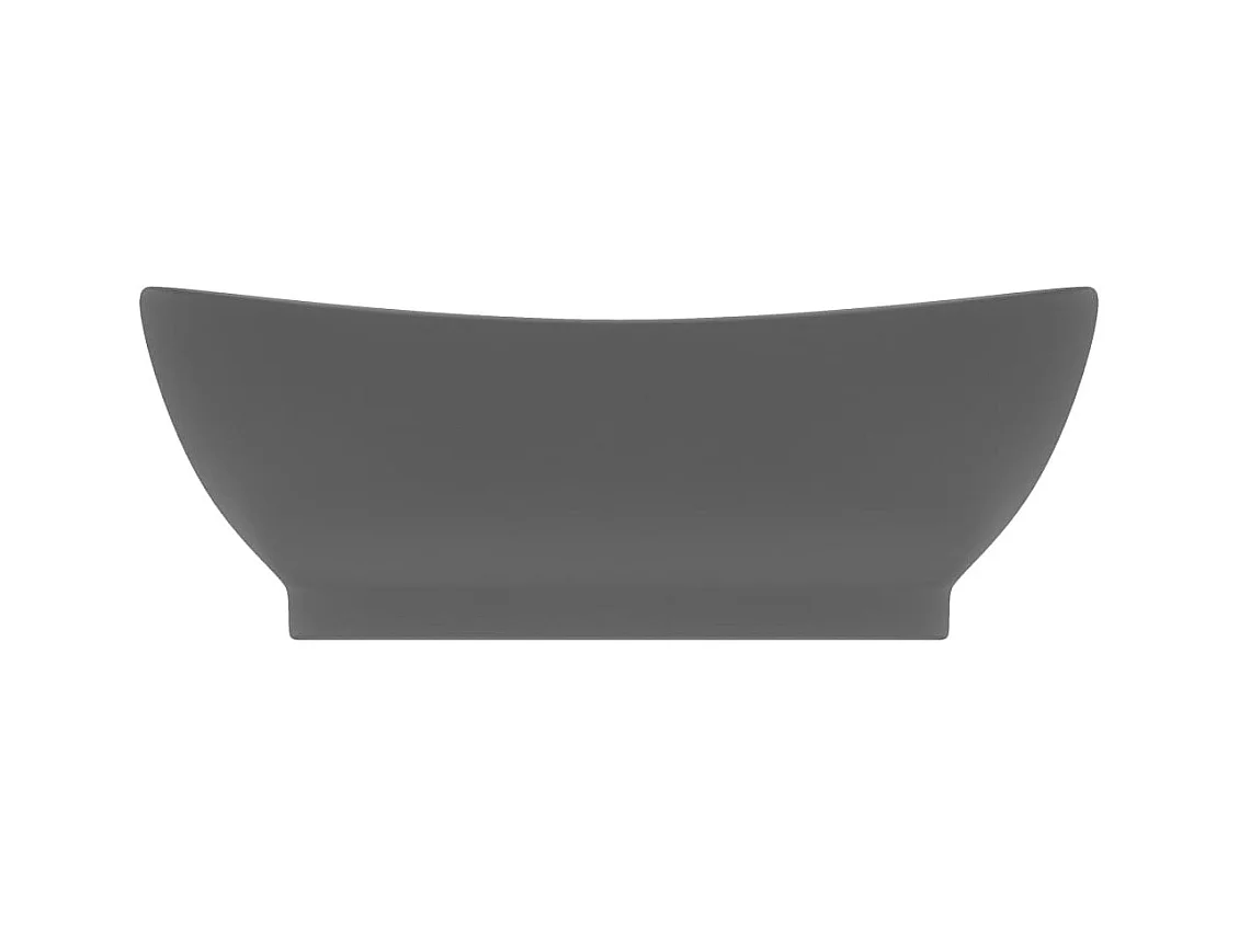 Lavabo | Vasque à poser | Bac à laver ovale à trop-plein Gris foncé mat 58,5x39 cm Céramique