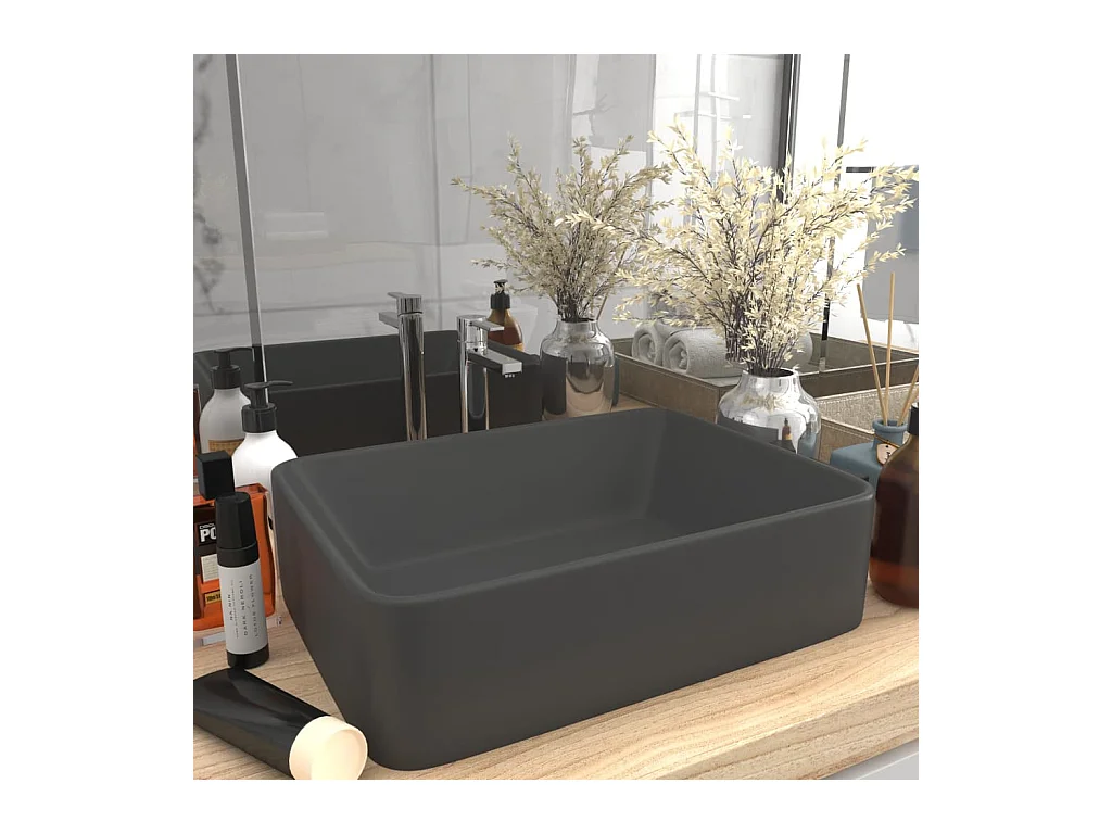 Lavabo salle de bain-Lavabo de luxe Gris foncé mat 41x30x12 cm Céramique