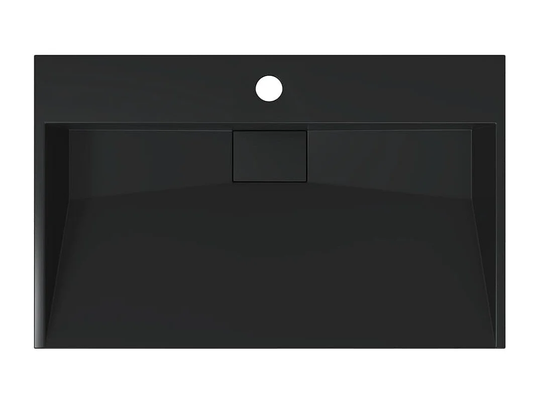 Vasque à poser Lavabo 60x38x11 cm fonte minérale/marbre noir mat
