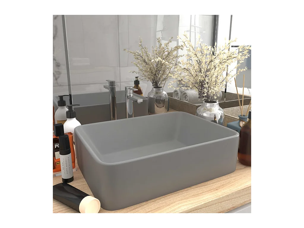 Lavabo salle de bain-Lavabo de luxe Gris clair mat 41x30x12 cm Céramique