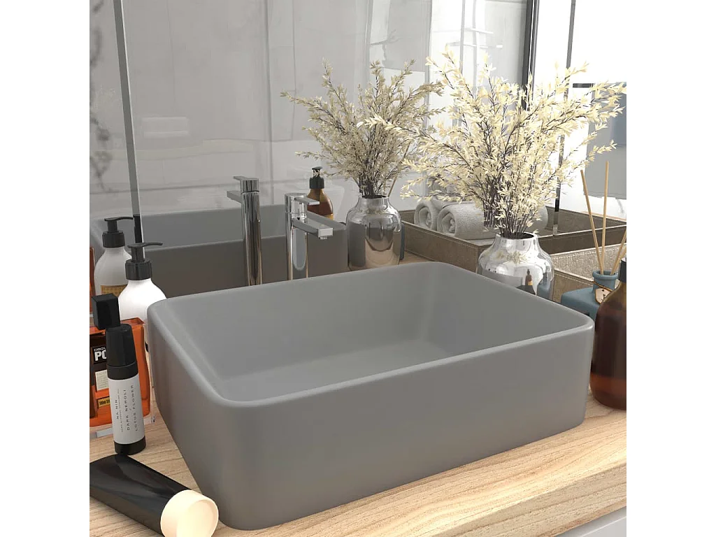 Lavabo salle de bain-Lavabo de luxe Gris clair mat 41x30x12 cm Céramique
