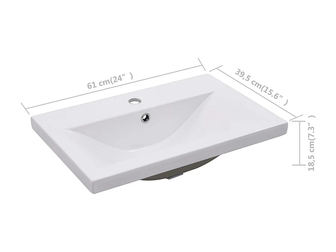 Lavabo encastré 61 x 39,5 x 18,5 cm Céramique Blanc