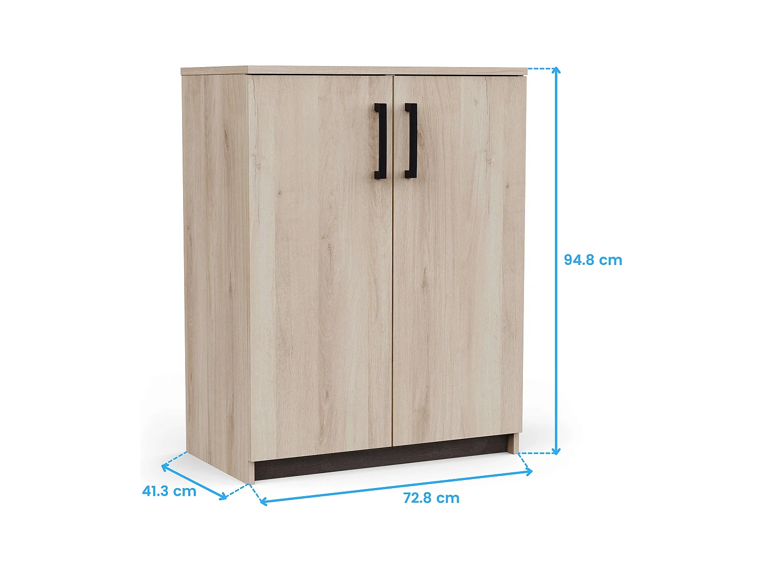 Armoire Watson 2 portes en noir Waterford et chêne Kronberg, 72,8 x 94,8 x 41,3 cm