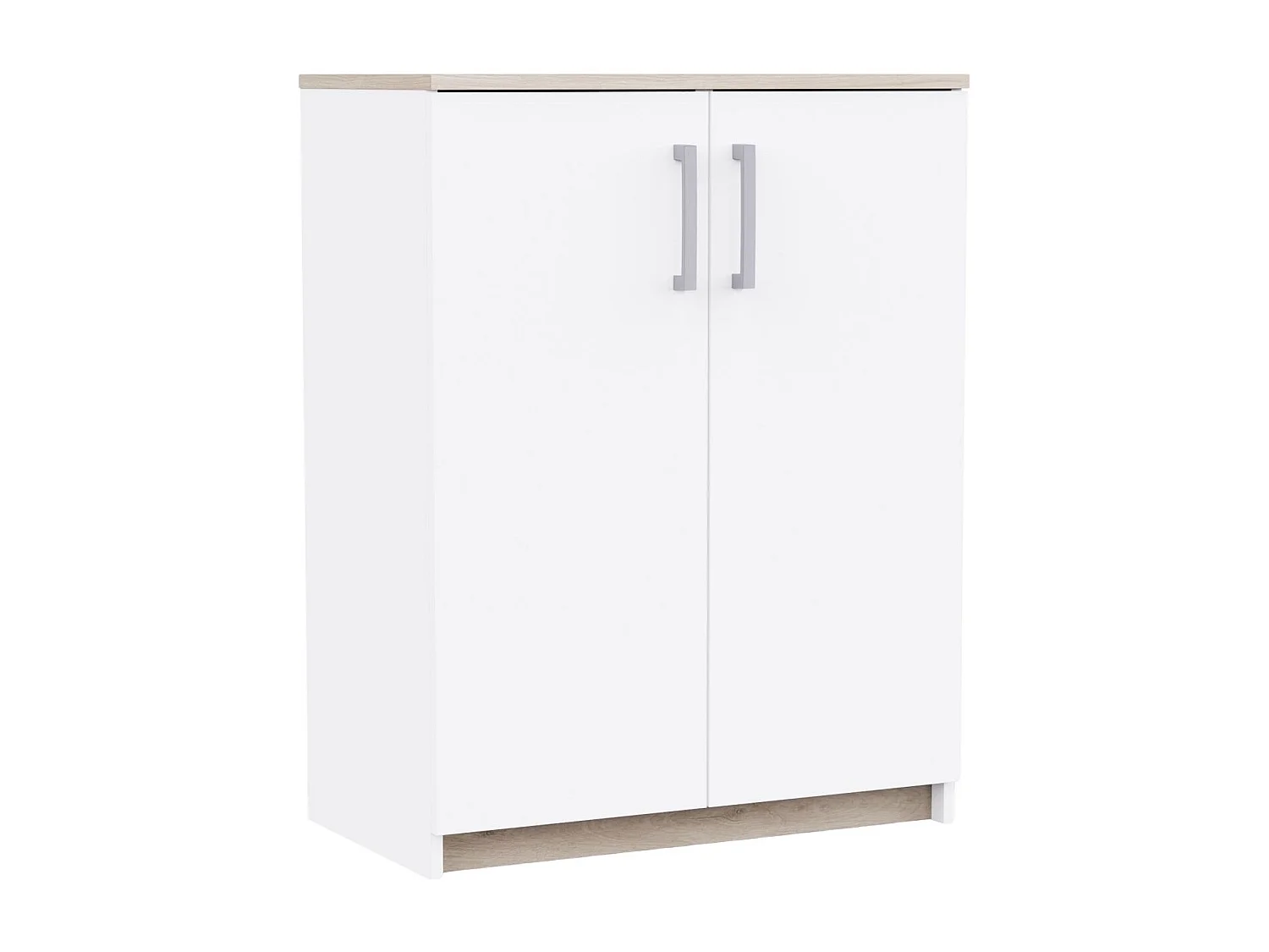 Buffet de salon 2 portes Watson en blanc mat et chêne Kronberg, 72,8 x 94,8 x 41,3 cm