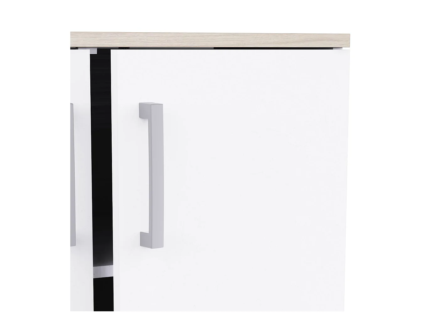 Buffet de salon 2 portes Watson en blanc mat et chêne Kronberg, 72,8 x 94,8 x 41,3 cm