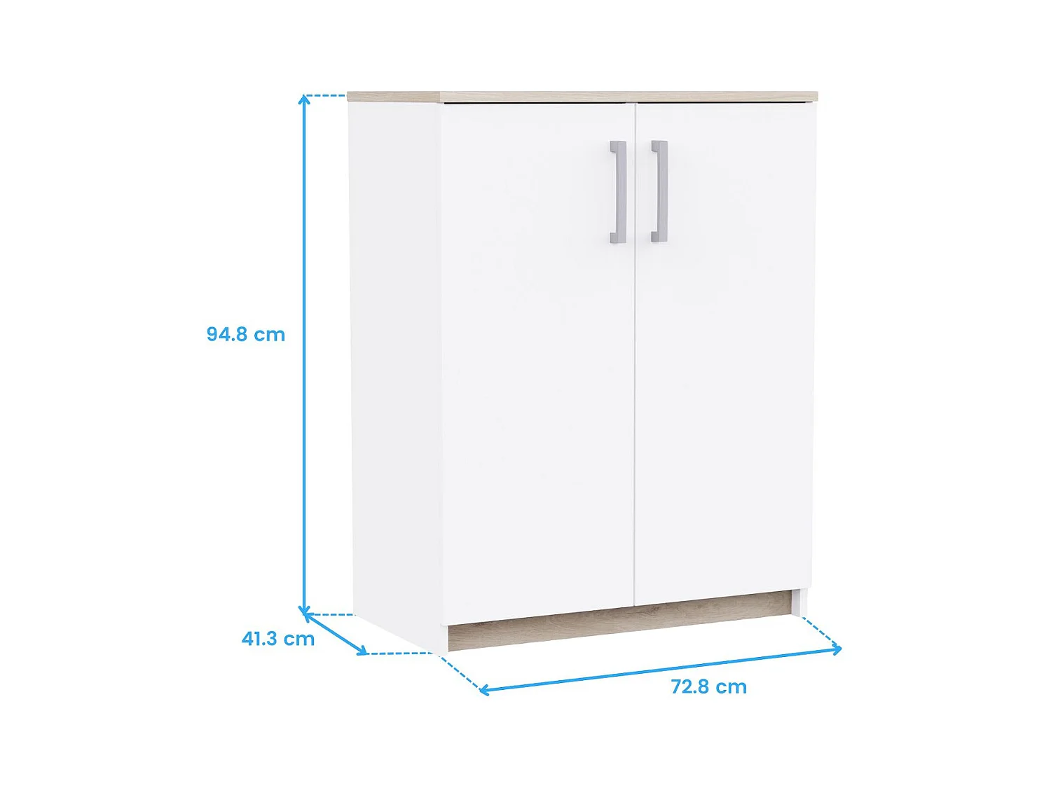 Buffet de salon 2 portes Watson en blanc mat et chêne Kronberg, 72,8 x 94,8 x 41,3 cm