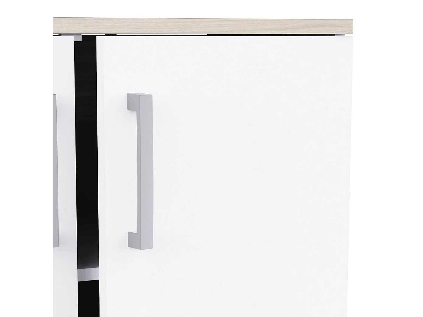 Buffet de salon 2 portes Watson en blanc mat et chêne Kronberg, 72,8 x 94,8 x 41,3 cm