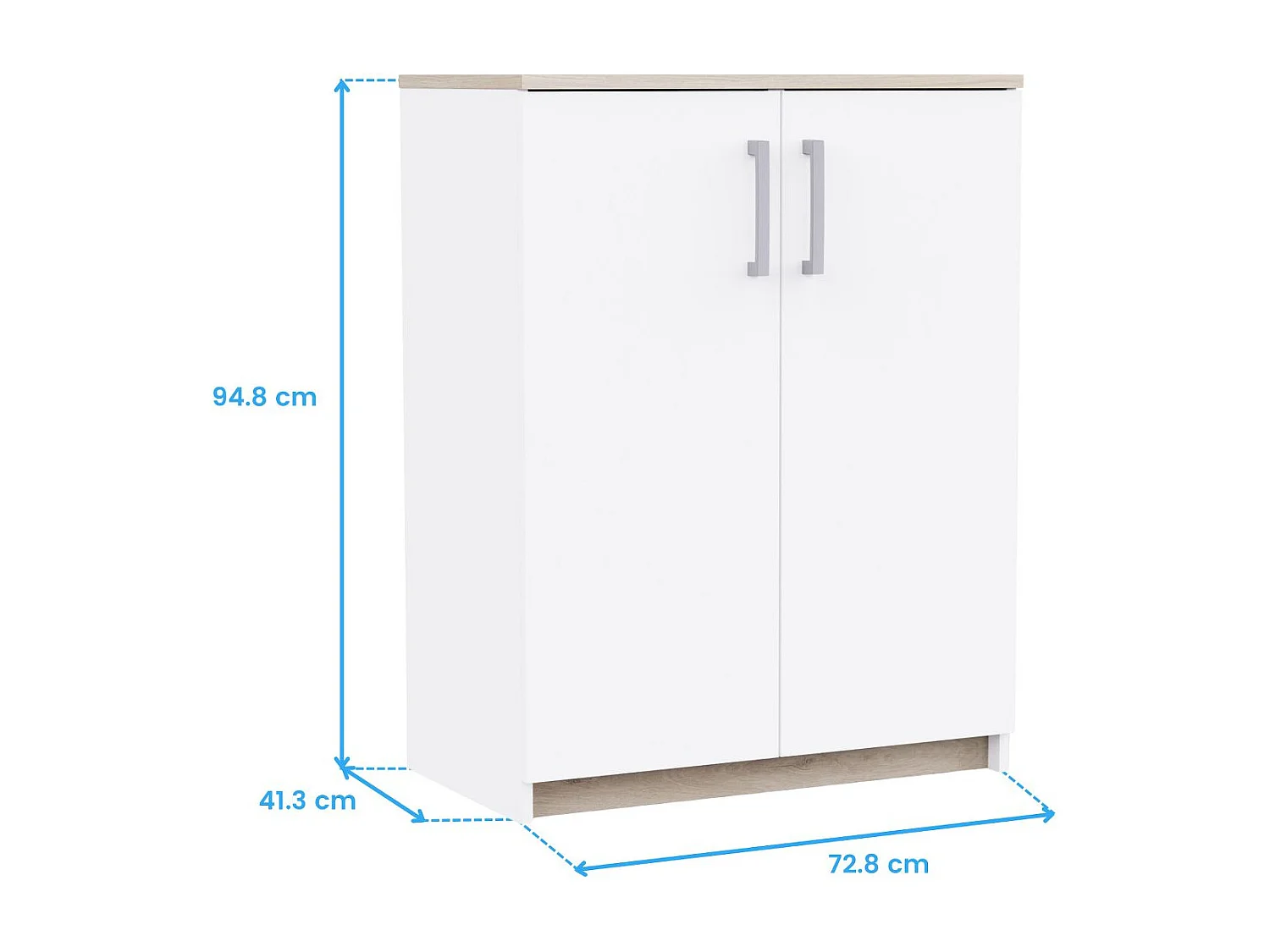 Buffet de salon 2 portes Watson en blanc mat et chêne Kronberg, 72,8 x 94,8 x 41,3 cm