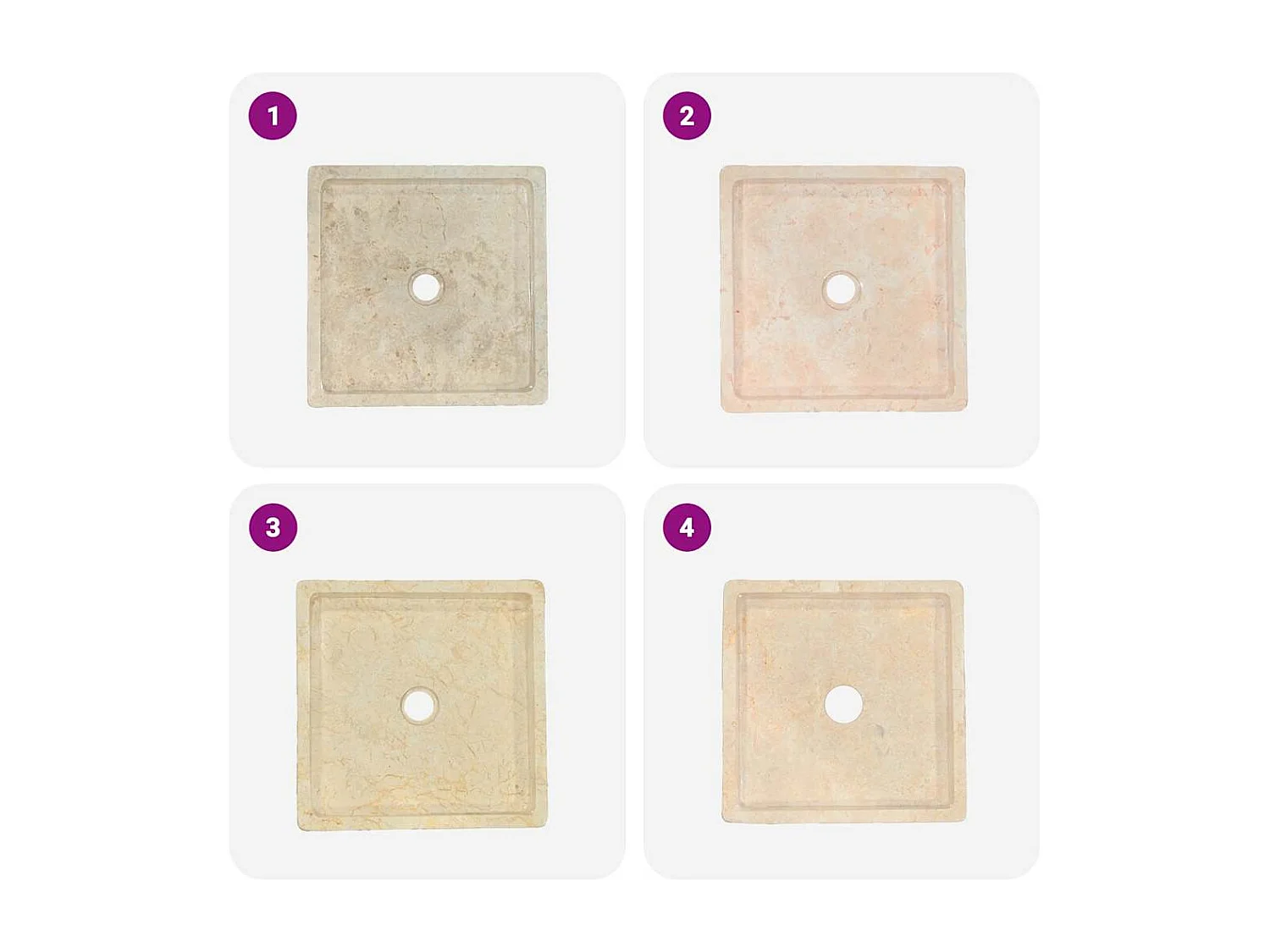 Vasque à poser-Lavabo Crème 40x40x10 cm Marbre