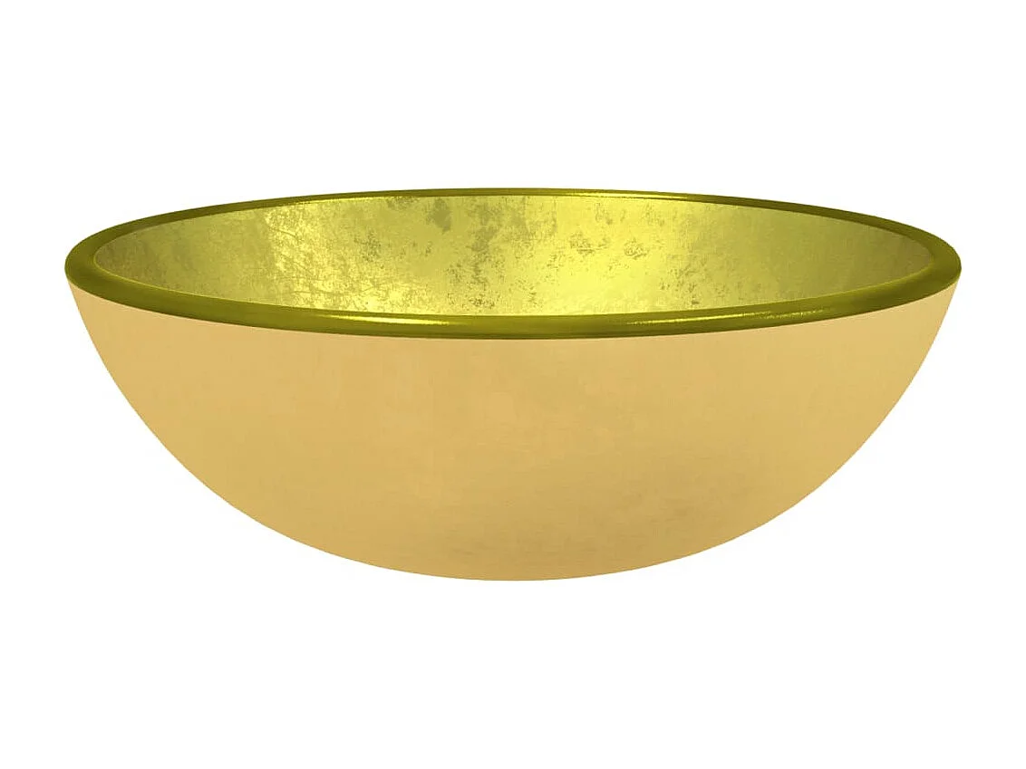 Lavabo Verre-Vasque à poser-Lavabo salle de bain trempé 35x12 cm Doré